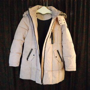 Nautica Hooded Puffer Coat w/ Faux Fur Lined Hood - Smoke Rose - Size L